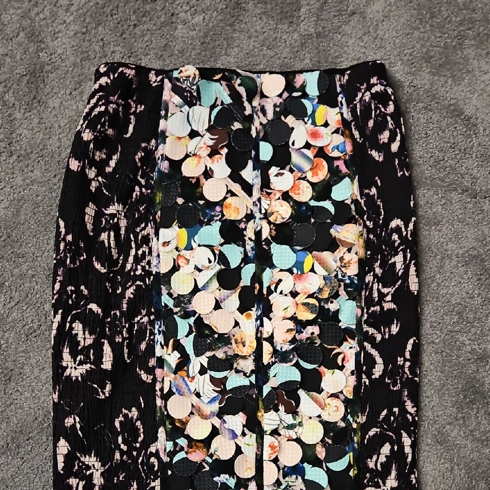 Byron Lars Black and Cream Midi Pencil Skirt Night Out